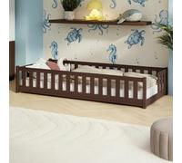 Kids Collective Letto per Bambini con Protezione anticaduta e Rete a doghe Montessori - Letto Singolo - 90 x 190 cm - Cioccolato Fondente