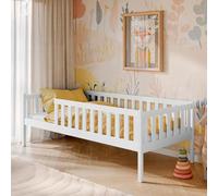 Kids Collective Letto per bambini con sponda di sicurezza, rete a doghe lettino per bambini | sicuro e stabile | altre misure: 80x180, 90x190, 90x200 cm | 80x160 cm da 3 a 10 anni, bianco
