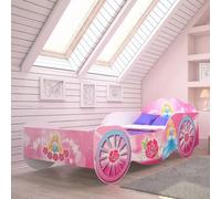 Kids Collective Letto per bambini in carrozza per bambine 80x160 | 70x140 con protezione | letto per bambini da principessa 80x160 cm | da 3 a 10 anni