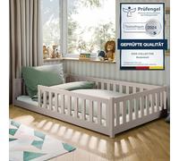 Kids Collective Letto per bambini Letto a terra 120x200cm con sponde di sicurezza e rete a doghe Lettino cachemire