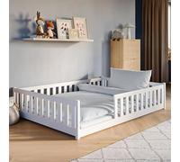 Kids Collective Montessori Letto a terra per bambini 140 x 200 cm con protezione anticaduta e rete a doghe Bianco Altre misure 80 x 160 cm 90 x 200 cm 120 x 200 cm