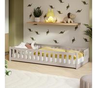 Kids Collective Montessori - Letto a Terra per Bambini - con Protezione anticaduta e Rete a doghe - Letto Singolo - 90 x 190 cm - Cashmere