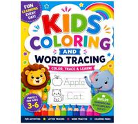 Kids Coloring and Word Tracing Workbook with Fun Facts Ages 3-6: Color, Trace & Learn While Building Handwriting, Vocabulary and Early Learning Skills