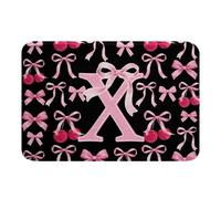 Kids Coquette - Tappeti da bagno con fiocco rosa e nero, 50 x 81 cm, accessori da bagno personalizzati con iniziale X, accessori per il bagno per ragazzi ragazze adolescenti decorazione camera da