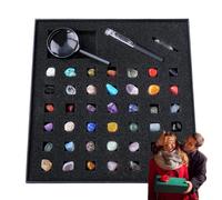 Kids Crystal Rock Collection Polished Specimen Kit | Mineral Collection Kit Display Case Earth Science Activity Stem Education Boys Girls Science Geology Set Kids Educ
