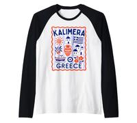 Kids Design Greece Kalimera Significa Ciao in Greco Maglia con Maniche Raglan
