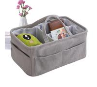 Kids Diaper Organizer - Portable Corduroy Large Tote | Nursery Organizer Diaper Bag | Large Tote With Compartments For Wipes Milk Bottle Boys Girls Home Bedside Desk Car Trunk