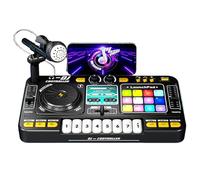 Kids DJ Mixer, Portable USB Charging Keyboard Table with Lights, Digital Audio Musical Instrument Toy for Children Learning DJ Skills Sound Play Entertainment Party Gift 35.5x21x9.5cm