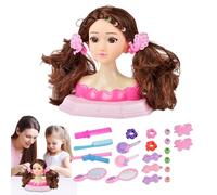 Kids Doll Head for Hair Styling - ABS Pretend Play Toy | Multi Purpose Makeup Practice Doll Set | Creative Hairdressing and Beauty Play Toy for Christmas Children's Day Thanksgiving