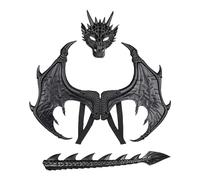 Kids Dragon Costume - Set Cosplay Completo Con Ali, Coda E Copertura Viso | Materiale Riutilizzabile Divertimento Completo Drago Per, Natale, Pasqua, Feste E Gioco