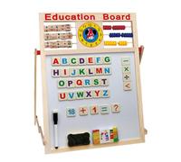 Kids Drawing Board, Dry Erase Board, Double Sided Standing Art Easel Bracket Style, Wooden Frame, Educational Toy for Children, Boys, Girls, 17.32x14.57x1.18 Inches, 1000g