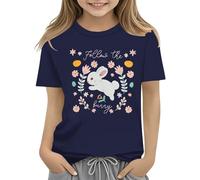 Kids Easter Bunny T Shirt with Colorful Eggs and Floral Design Soft T Shirt for Girls Comfort and Stylish Tank Top Damen Red, Blu marino, 12-13 Jahre