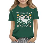 Kids Easter Bunny T Shirt with Colorful Eggs and Floral Design Soft T Shirt for Girls Comfort and Stylish Tank Top Damen Red, verde, 6-7 Jahre