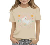 Kids Easter Bunny T Shirt with Colorful Eggs and Floral Design Soft T Shirt for Girls Comfort and Stylish Tank Top Damen Red, cachi, 6-7 Jahre
