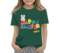 Kids Easter Bunny T Shirt with Colorful Eggs and Floral Design Soft T Shirt for Girls Comfort and Stylish Shirt mit Wechselpaillettes Mädchen, verde, 10-11Years