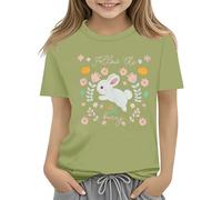 Kids Easter Bunny T Shirt with Colorful Eggs and Floral Design Soft T Shirt for Girls Comfort and Stylish Tank Top Damen Red, Ag., 4-5 Jahre