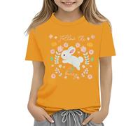 Kids Easter Bunny T Shirt with Colorful Eggs and Floral Design Soft T Shirt for Girls Comfort and Stylish Tank Top Damen Red, giallo., 2-3 Jahre