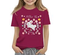 Kids Easter Bunny T Shirt with Colorful Eggs and Floral Design Soft T Shirt for Girls Comfort and Stylish Tank Top Damen Red, Vino, 3-4 Jahre