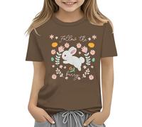 Kids Easter Bunny T Shirt with Colorful Eggs and Floral Design Soft T Shirt for Girls Comfort and Stylish Tank Top Damen Red, marrone, 10-11Years