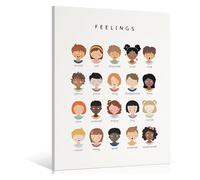 Kids Emotions Poster Feelings Chart for Mental Health Awareness Canvas Wall Art Calm Corner Classroom Decor(Framed,12x18inch(30x45cm))