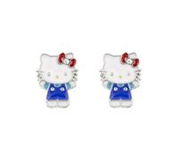 KIDS EUROSWAN Hello Kitty - Orecchini a lobo in argento Sterling con sagoma intagliata, Misura unica, Argento sterling, Nessuna pietra preziosa