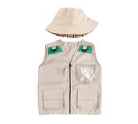 Kids Fishing Vest, Toddler Explorer Set, 15.75x18.9in Washable Outfit Hat, Lightweight Breathable Fabric, Adjustable Pocket Design for Party, Park Zoo, Outdoor, Tour, Jungle, Hike Exploration