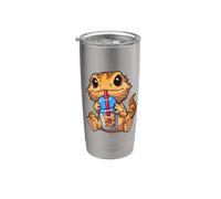 Kids Girl Tiny Dinosaur Bubble Boba Tea Bearded Dragon Lover Bicchiere termico in acciaio inox doppia parete
