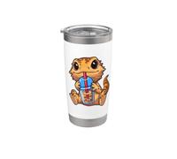Kids Girl Tiny Dinosaur Bubble Boba Tea Bearded Dragon Lover Bicchiere termico in acciaio inox doppia parete