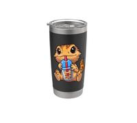 Kids Girl Tiny Dinosaur Bubble Boba Tea Bearded Dragon Lover Bicchiere termico in acciaio inox doppia parete