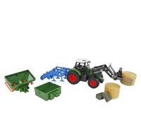 Kids Globe 540479 Tractor with Accessories 8 Pieces (Green Bulldog hay, Two Stra