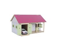 Kids Globe 610245 horse stable, pink, 1:32 scale (with 2 horse boxes, 1 storage room, without horses and accessories, horse farm for children)