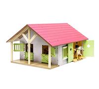 Kids Globe Farming Reiterhof 610168 - Fattoria per Cavalli, in Legno, 1:24, con 2 scatole, Giocattolo per Cavalli, con Pratico Tetto Pieghevole, per Tutti i Tipi di Animali Domestici