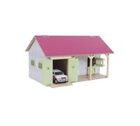 Kids Globe 610245 horse stable, pink, 1:32 scale (with 2 horse boxes, 1 storage