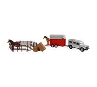 Kids Globe Land Rover with Horse Trailer and Accessories Pull Back Toy Vehicle