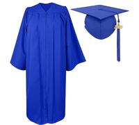 Kids Graduation Robe, Asilo - Cappuccio di laurea e abito - Cappellino per abiti per bambini con nappe 2025, classe di abbigliamento 2025, accessori per scuola materna e asilo, Blu, L