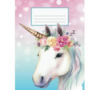 Kids Graph Paper Composition Notebook - Pink and Blue Unicorn: 100 Quad Rule Grid Pages, XLarge, 8.5 x 11, Pixel Art, Math