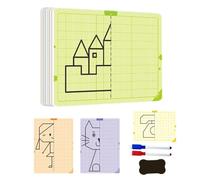 Kids Grid Symmetry Drawing Set - 20 Pagina Erasable Learning Cards - STEM Art Activity for Fine Motor Skills & Concentration - Educational Writing Training Toy for Home, Nursery & Travel