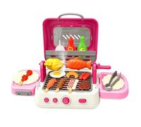 Kids Grill Playset - Foldable Grill Playset With Mist Sound Light