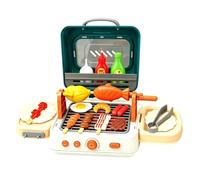 Kids Grill Toy | Interactive Cooking Grill Playset with Sound Light | Pretend Play Kitchen Toys | for Boys Girls Nursery Living Room Bedroom Travel Camping Birthday Party