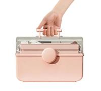 Kids Hair Accessories Organizer Box | Transparent PP Cosmetic Storage Case 28×15.5×15.5cm | Portable Dustproof Jewelry & Makeup Storage Box With Handle For Girls, Multi-Purpose Home