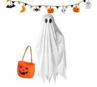 Kids Halloween Outfit - White Ghost, costume con mantello | Sacca per il trucco o il trattamento della e della, abbigliamento da festa spaventosa per bambini ragazzi, festeggiamenti
