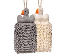 Kids Hand Towels - 2 Pieces Soft Chenille Goose Shape Puff, Cute Decorative Hand Towel for Bath Kitchen | Animal Shaped Towels for Dog Puppy Cat Home | Wiping Stoves Tables Glasses Soft Washcloth Set