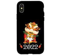 Kids Happy Chinese New Year Cartoon Year of the Tiger 2022 Custodia per iPhone X/XS