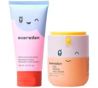 Kids Happy Morning DUO: set per la cura della pelle pulita e vegana per bambini, detergente viso a nuvola per la cura della pelle + crema viso minerale SPF 20, atossica, non comedogenica, divertente