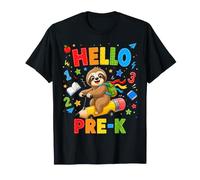 Kids Hello Pre-K Sloth Pencil Back To School Student Maglietta
