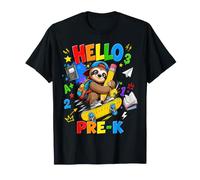Kids Hello Pre-K Sloth Skateboard Back To School Maglietta