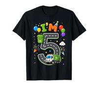 Kids I'm 5 Garbage Vehicle Recycling 5th Birthday Boy Party Maglietta