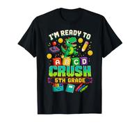 Kids I'm Ready To Crush Fifth Grade Dinosaur Back To School Maglietta