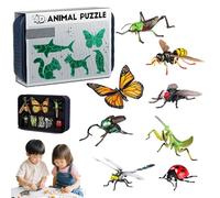 Kids' Insect & Animal Slot-Assembly Toys - 3 Levels of Difficulty, Insect & Animal Building Toys, 8 Realistic Models for Ages 3-8 (Advanced)