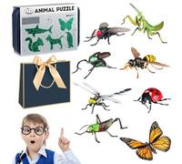 Kids' Insect & Animal Slot Assembly Toys with 8pcs Lifelike Insect/Animal Models, 3 Progressive Difficulty Level, 3D Puzzle Model Set, Educational Gifts for Toddlers and Kids Ages 3-8 (Advanced)